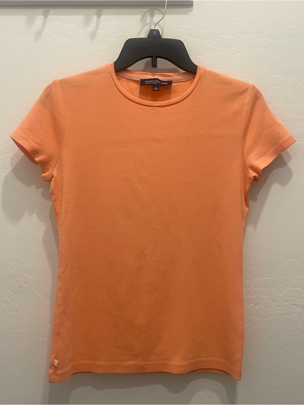 Jones New York Peach-Orange Short Sleeve Crewneck Tee